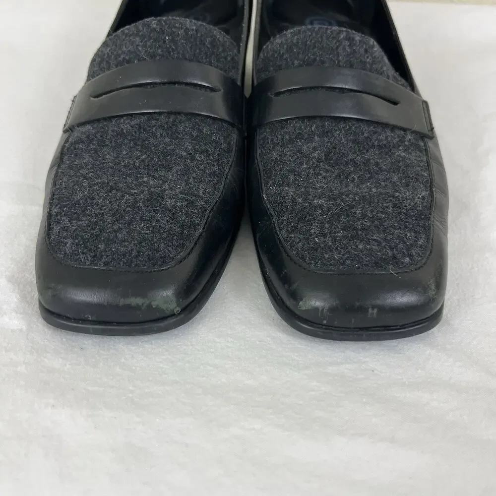 Rockport Leather Square Toe Loafer Womens 8.5 Black